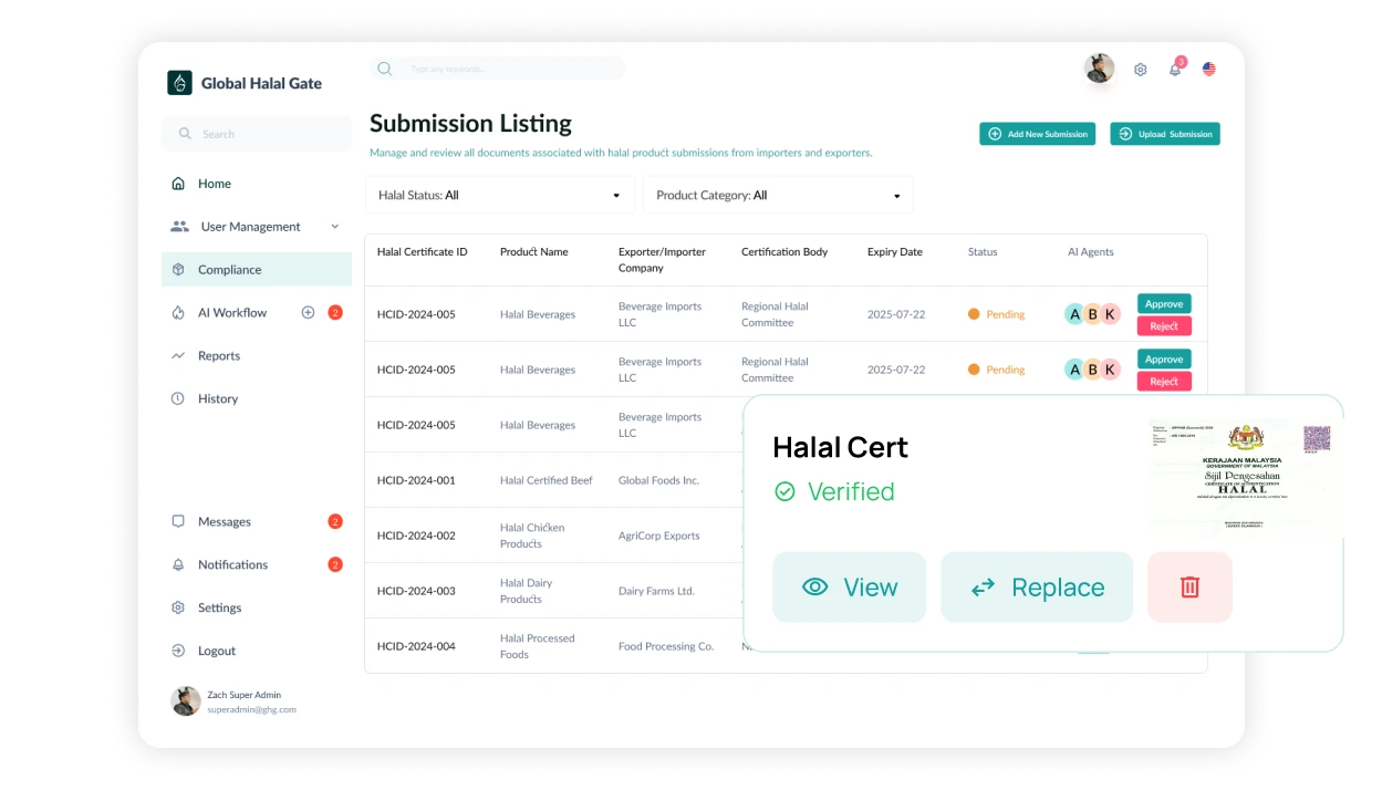 Halal Certificate Validation Interface